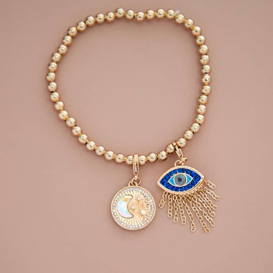 Moon & Stars Coin Austrian Crystal Charm by Bead Landing™